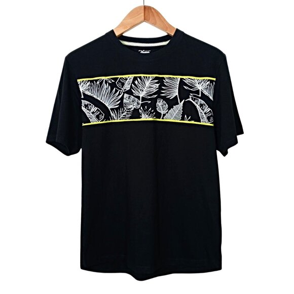 Craft + Flow Mens Crew Neck T-Shirt Black Cotton Tropical Short Sleeves Size 2XL - Picture 1 of 10